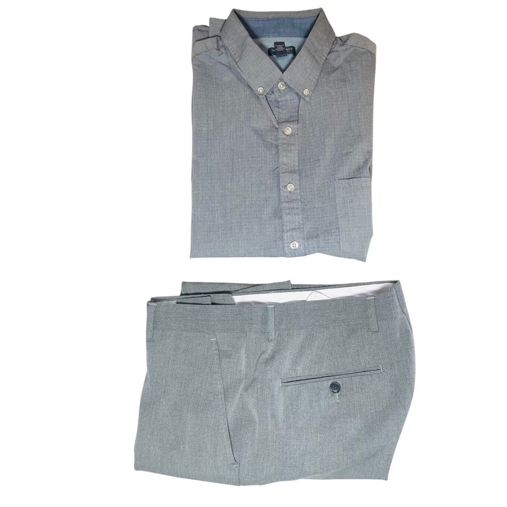 Van Heusen Mens Long Sleeve Button Down Shirt XL 2PC Dress Pants 36 In 30 In